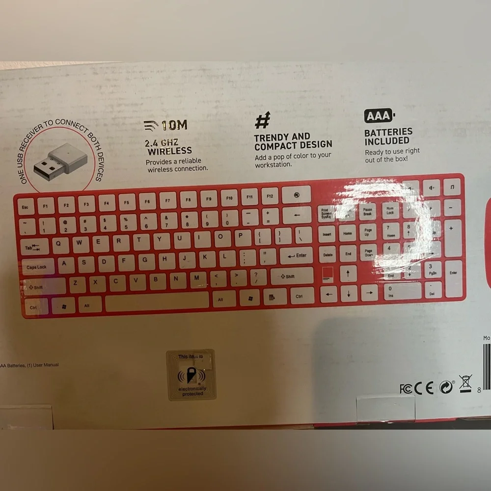 Pantone Wireless Mouse and Keyboard Set NIB Peach Rose Color Cute Aesthetic